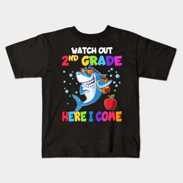 Watch Out 2nd Grade Here I Come Dabbing Shark- Back To School Kids T-Shirt by bunnierosoff21835